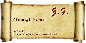 Zimonyi Fanni névjegykártya