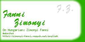 fanni zimonyi business card